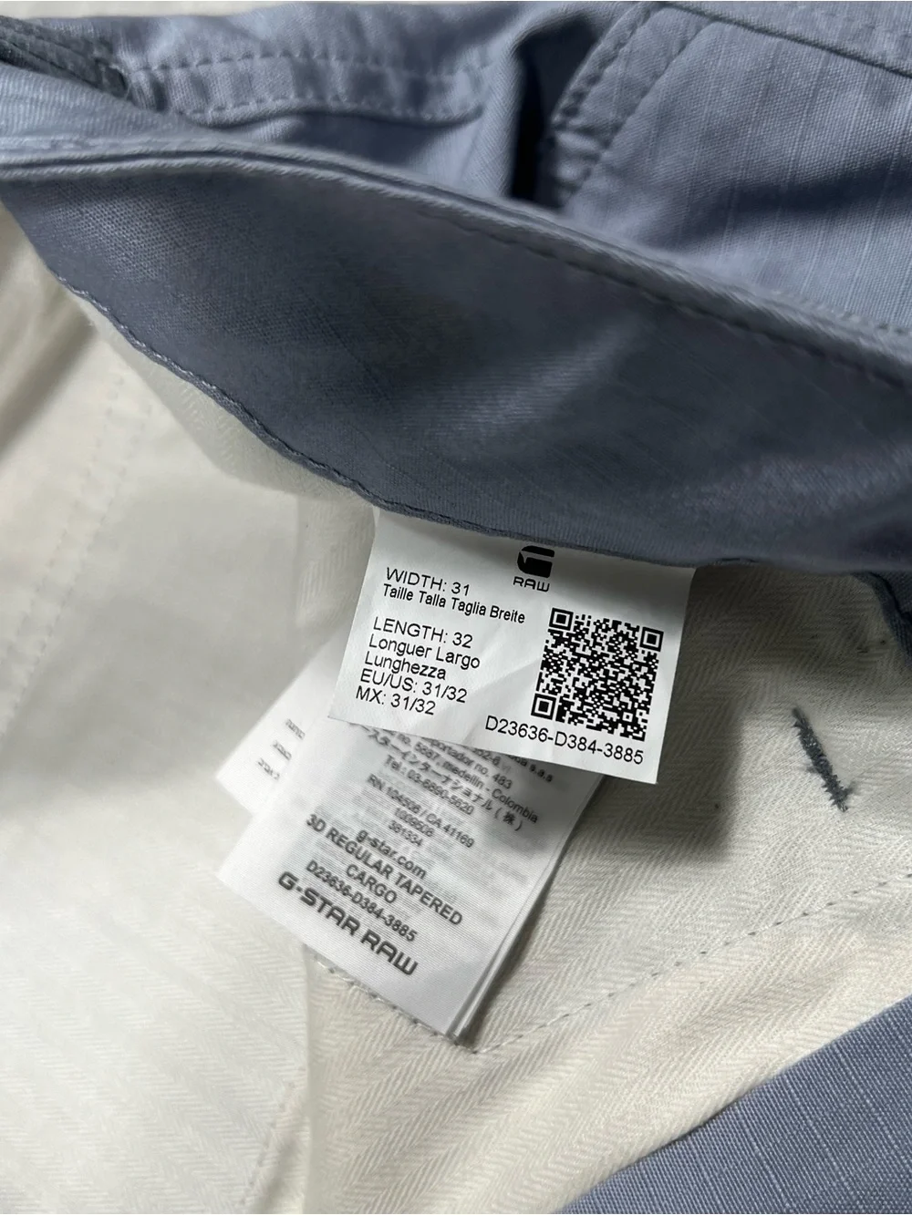 G Star Raw 3D Tapered Cargo Pants Mens 32x30 Gray Contrast Double Knee Ripstop